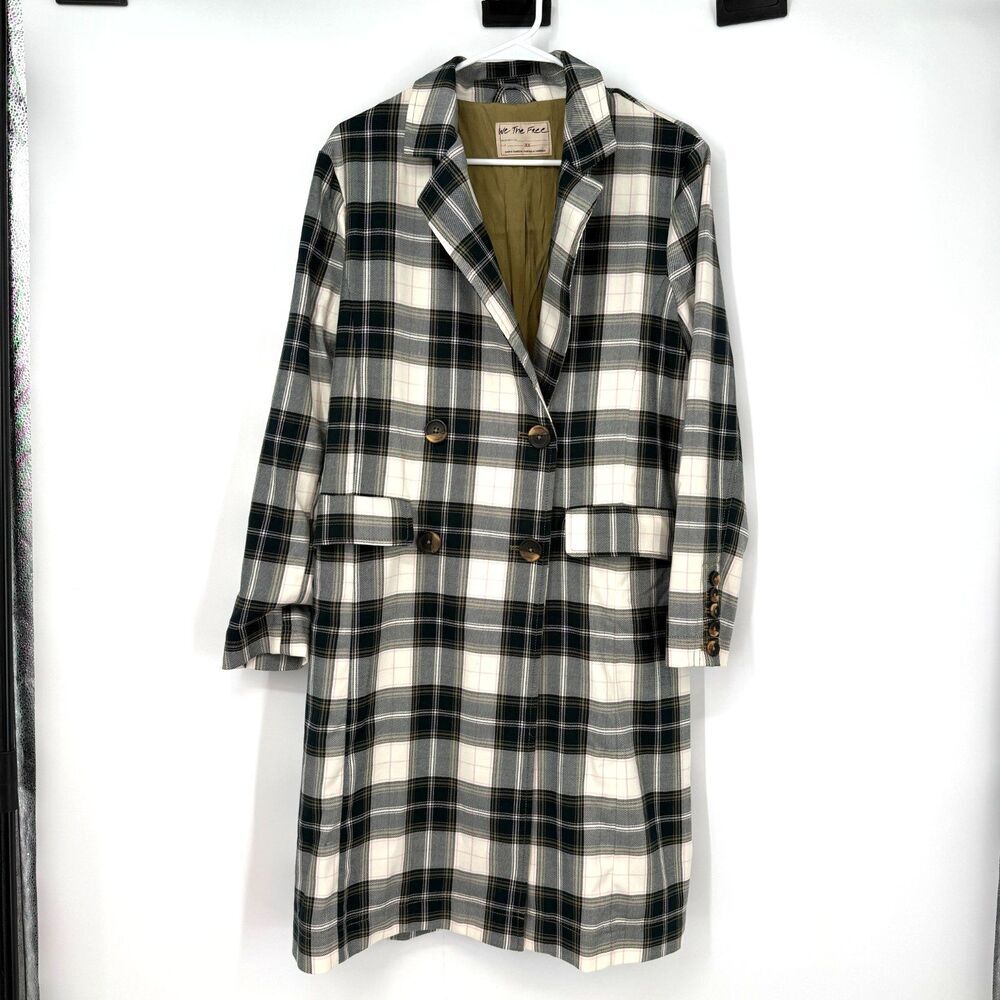 Free People We The Free Plaid Freddie Blazer Plaid Old Money Classic Trench XS